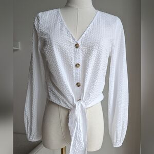 H&M Textured Tie-Front Top